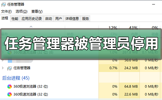 任务管理器被系统管理员停用